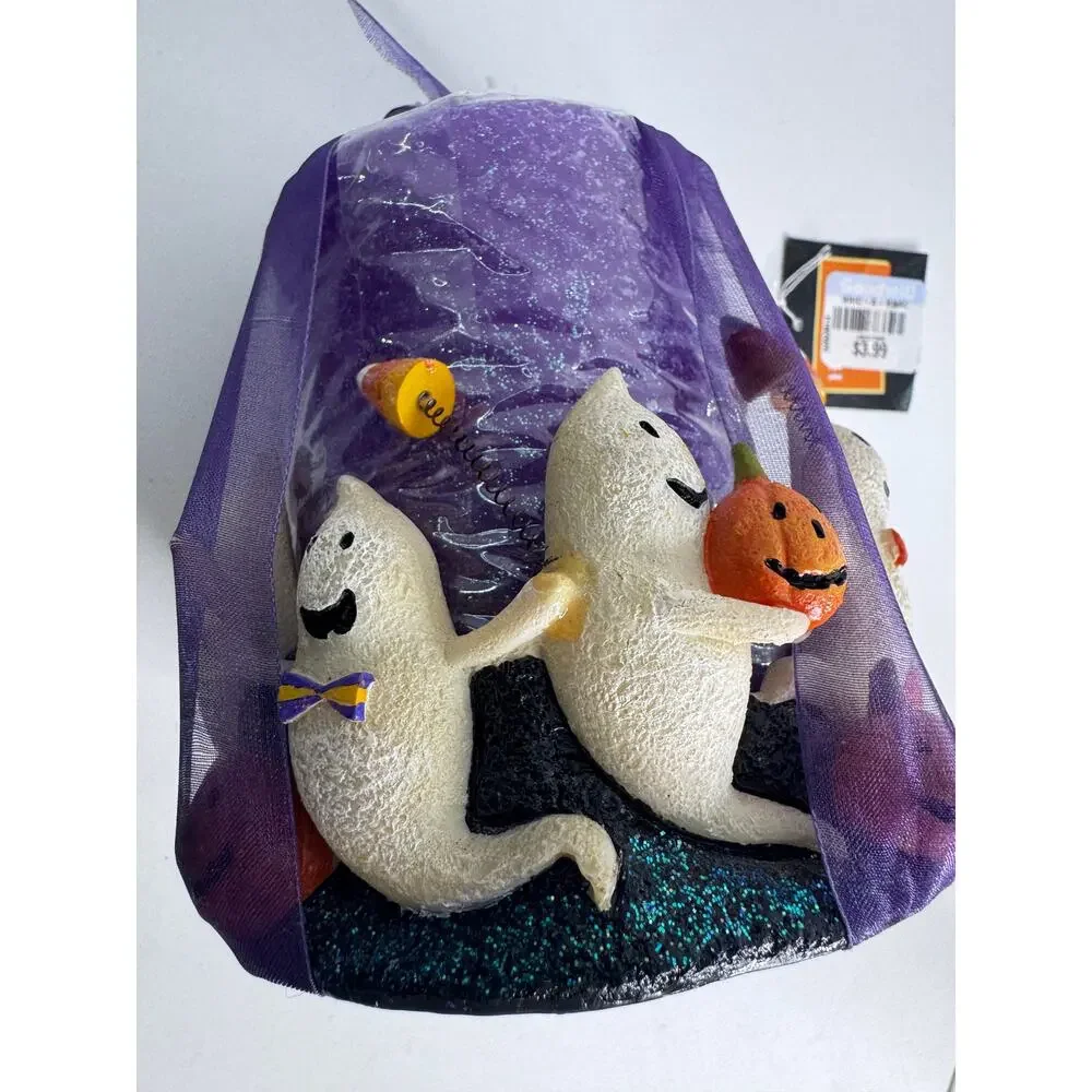 Set of 2 Vintage Kohls Halloween Candles Ghosts Pumpkins Rare